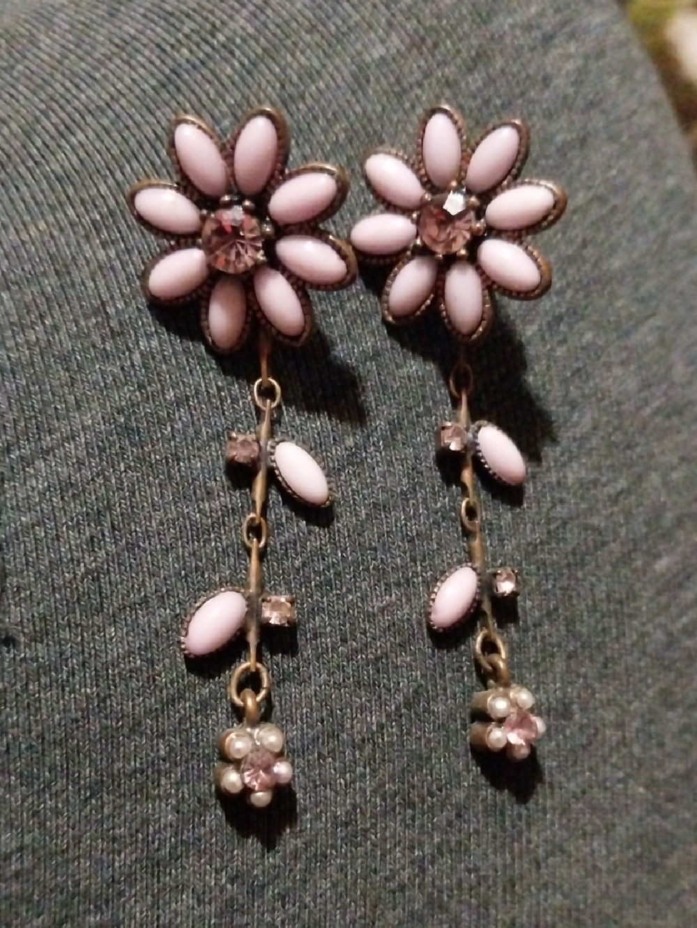 Pink Floral Drop Earrings - Women Jewelry